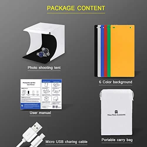 SENLIXIN Mini Photo Studio Light Box Kit 20cm (7.87 inches) | Portable Foldable Shooting Tent with LED Lights & 6 Backgrounds thumbnail 7