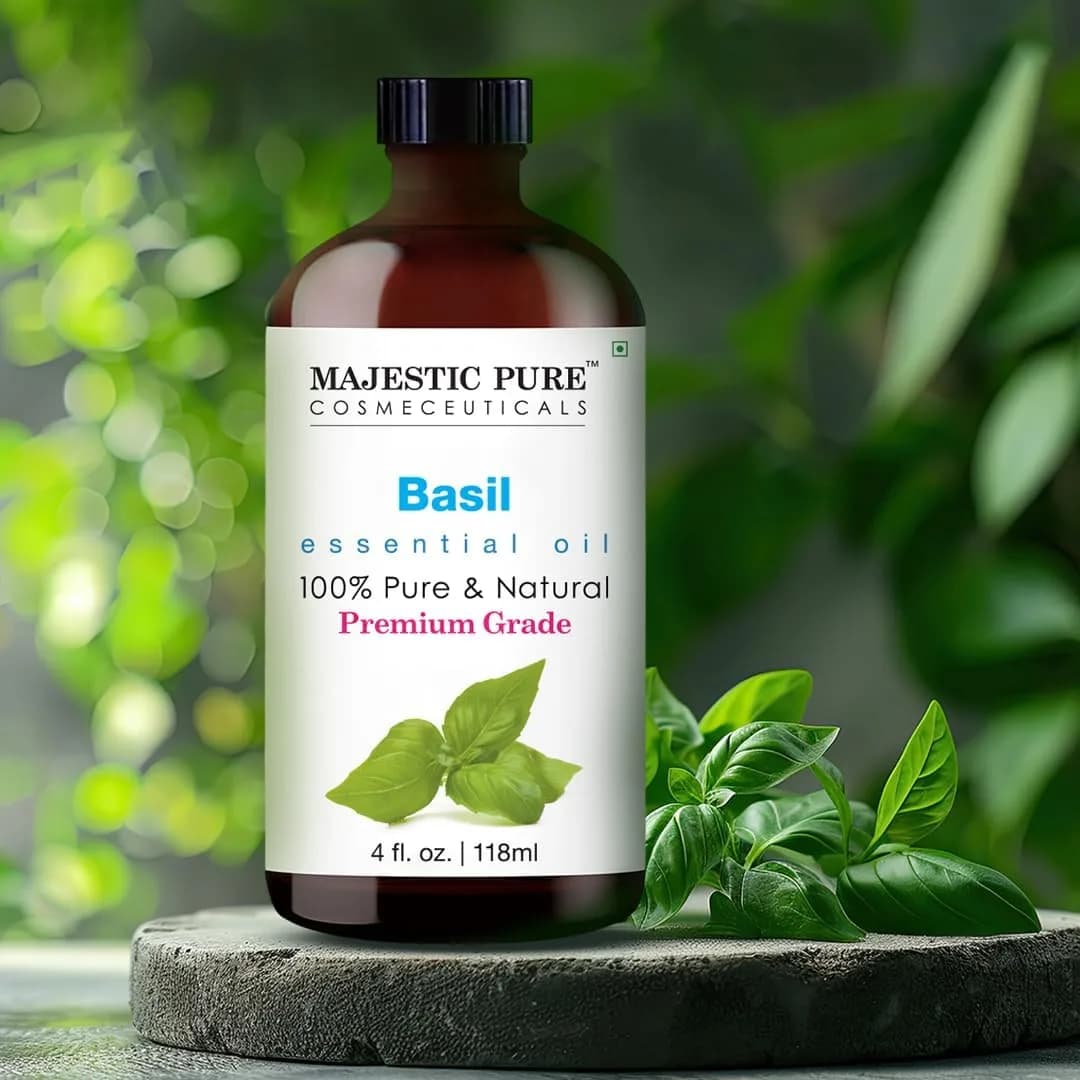 Majestic Pure Basil Essential Oil with Glass Dropper, 4 Fl Oz (120ml) | 100% Pure & Natural USA Import - view 2