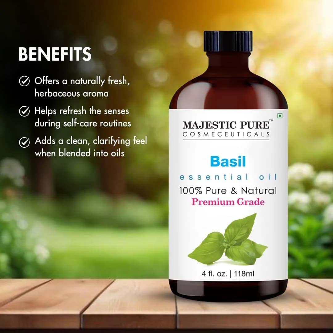 Majestic Pure Basil Essential Oil with Glass Dropper, 4 Fl Oz (120ml) | 100% Pure & Natural USA Import - view 6