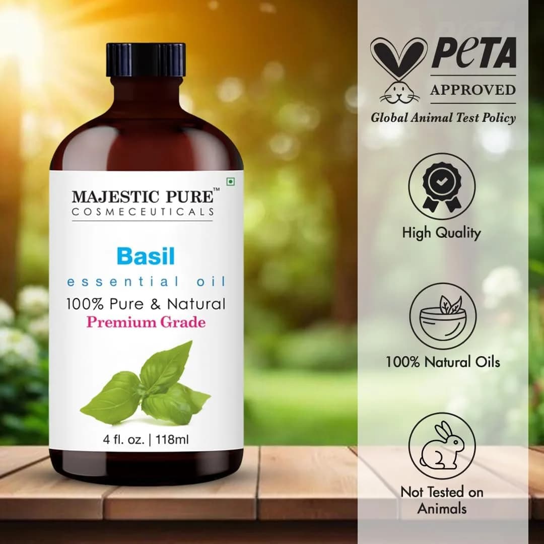 Majestic Pure Basil Essential Oil with Glass Dropper, 4 Fl Oz (120ml) | 100% Pure & Natural USA Import - view 7