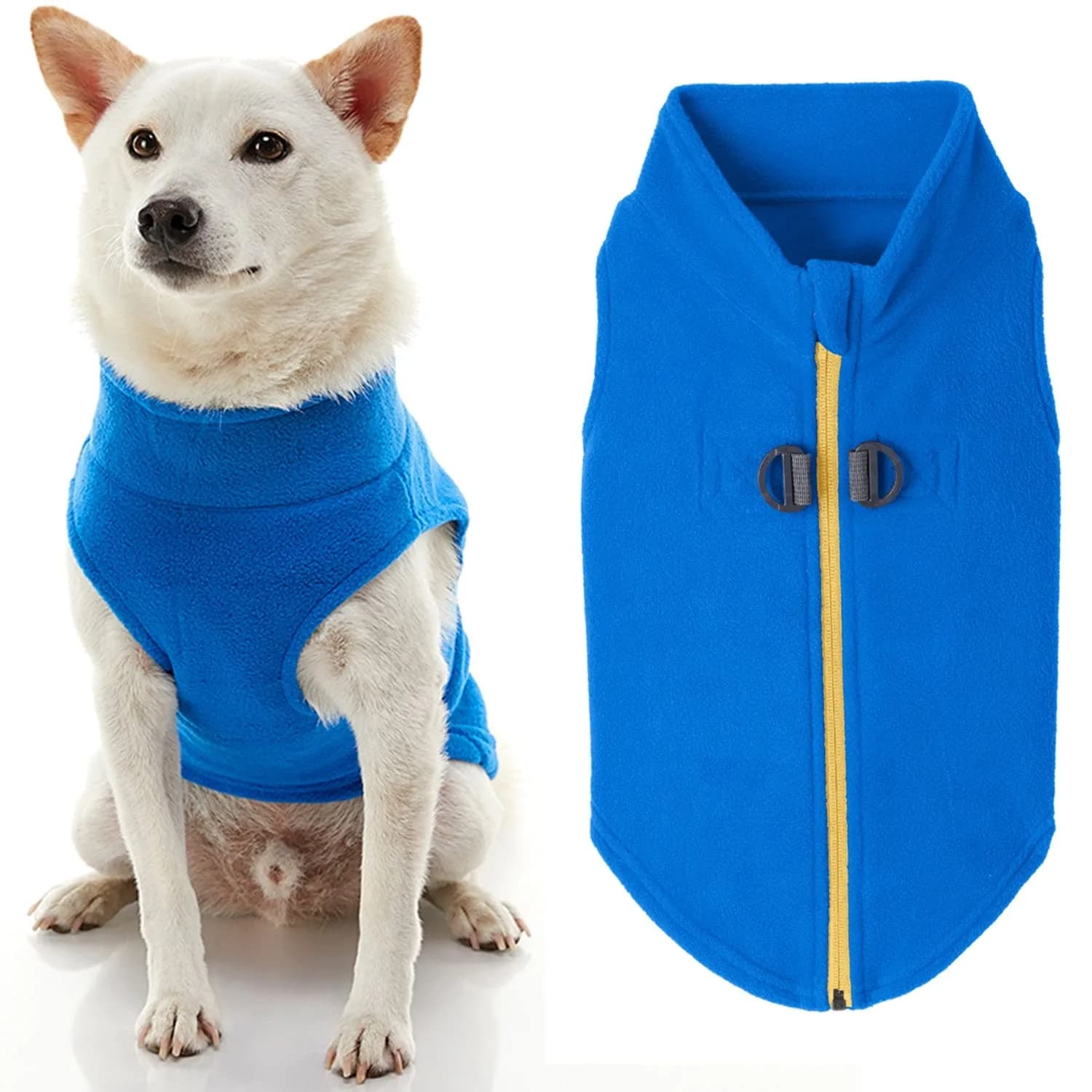 Gooby Zip-Up Fleece Dog Sweater Blue X-Large | Warm Winter Pet Apparel - view 2