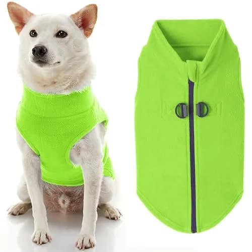 Gooby Zip-Up Fleece Dog Sweater Lime X-Large | Warm Winter Pet Apparel with Leash D-Ring thumbnail 2