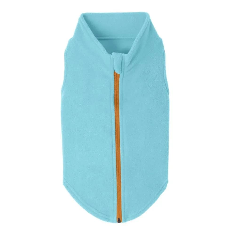 Gooby Zip-Up Fleece Dog Sweater, Turquoise, X-Small (28 cm Chest)
