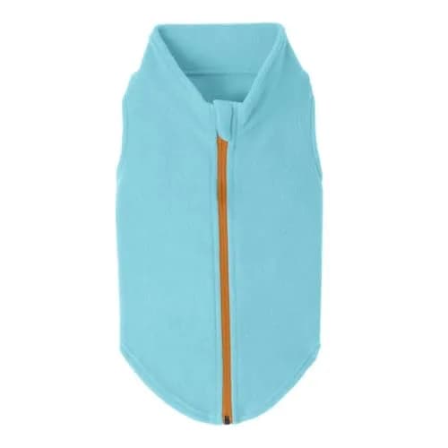 Gooby Zip-Up Fleece Dog Sweater, Turquoise, X-Small (28 cm Chest) thumbnail 1