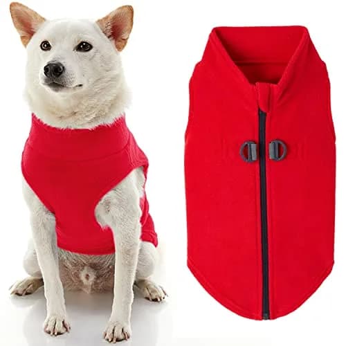 Gooby Zip-Up Fleece Dog Sweater Red X-Large | Warm Winter Wear with D-Ring Leash Attachment thumbnail 1