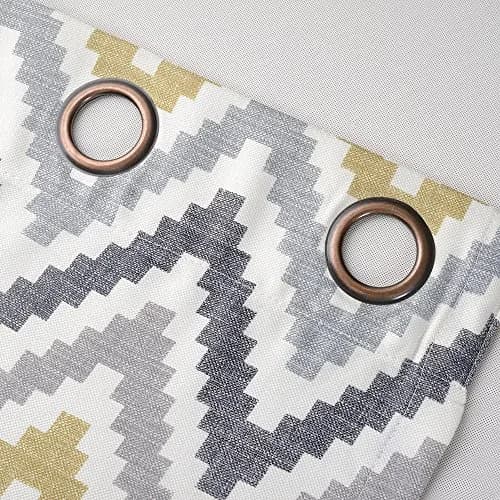 Melodieux Chevron Grommet Top Window Curtains for Living Room, 52 by 63 Inch, Yellow | Blackout Fabric, Easy Care thumbnail 6