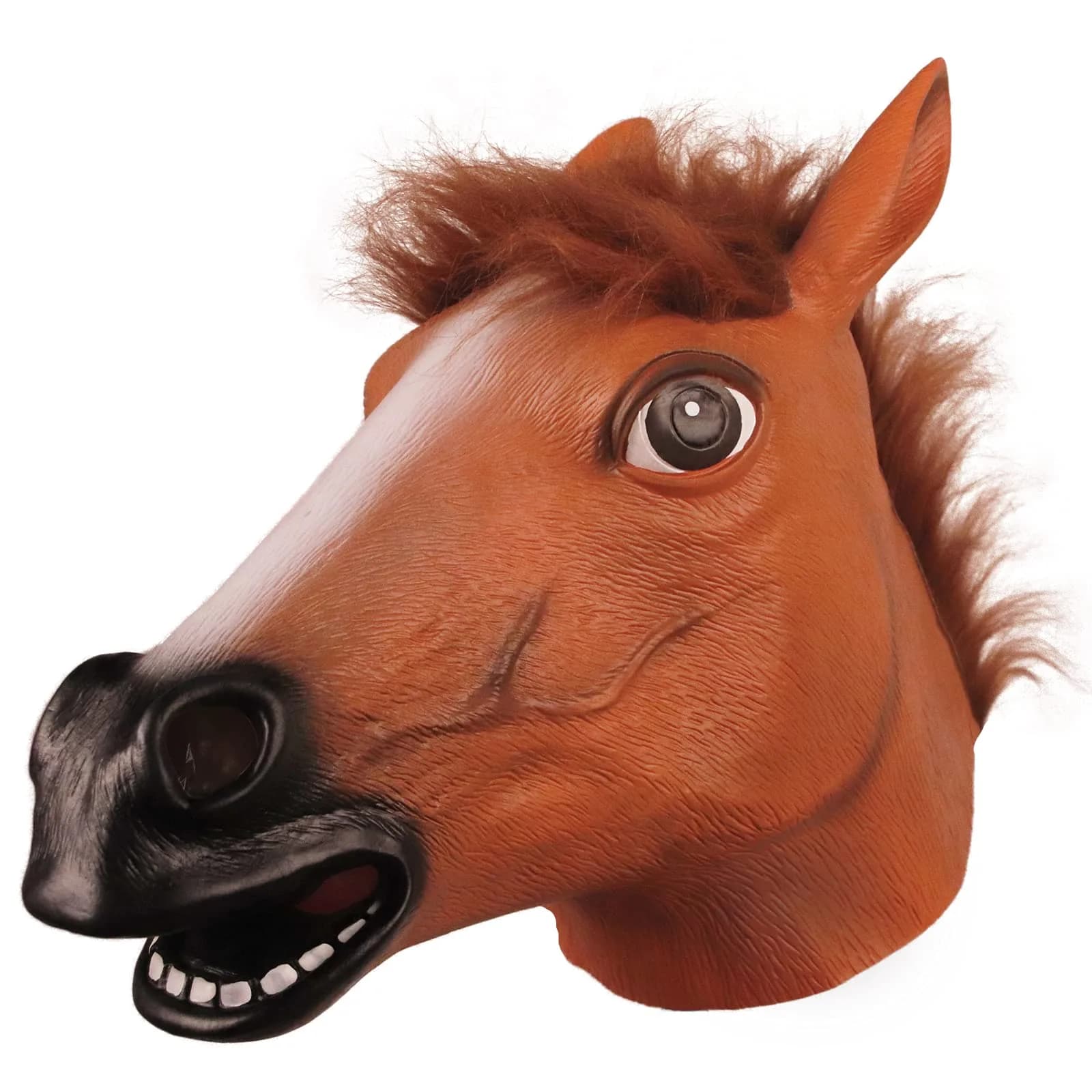 MOLEZU Horse Head Mask for Adult, Brown Latex Animal Mask | Novelty Halloween Costume — Brown
