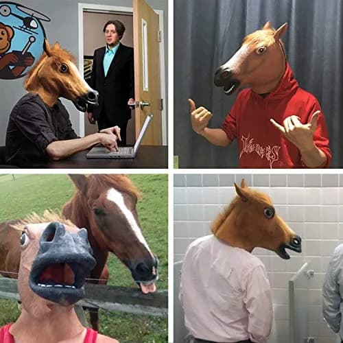 MOLEZU Horse Head Mask for Adult, Brown Latex Animal Mask | Novelty Halloween Costume thumbnail 5