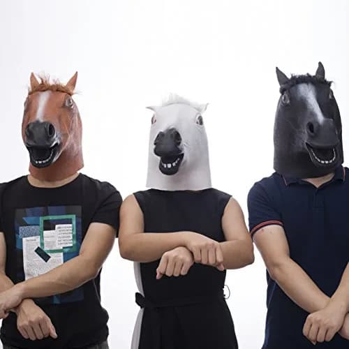 MOLEZU Horse Head Mask for Adult, Brown Latex Animal Mask | Novelty Halloween Costume thumbnail 6