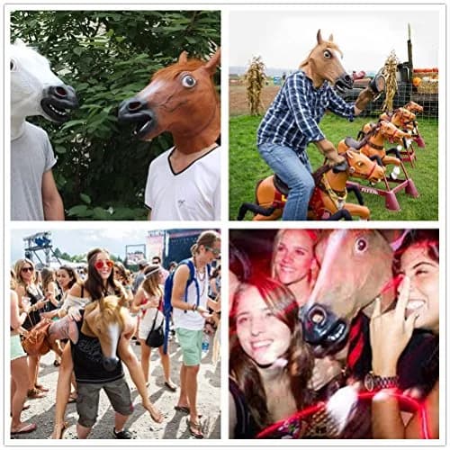 MOLEZU Horse Head Mask for Adult, Brown Latex Animal Mask | Novelty Halloween Costume thumbnail 7