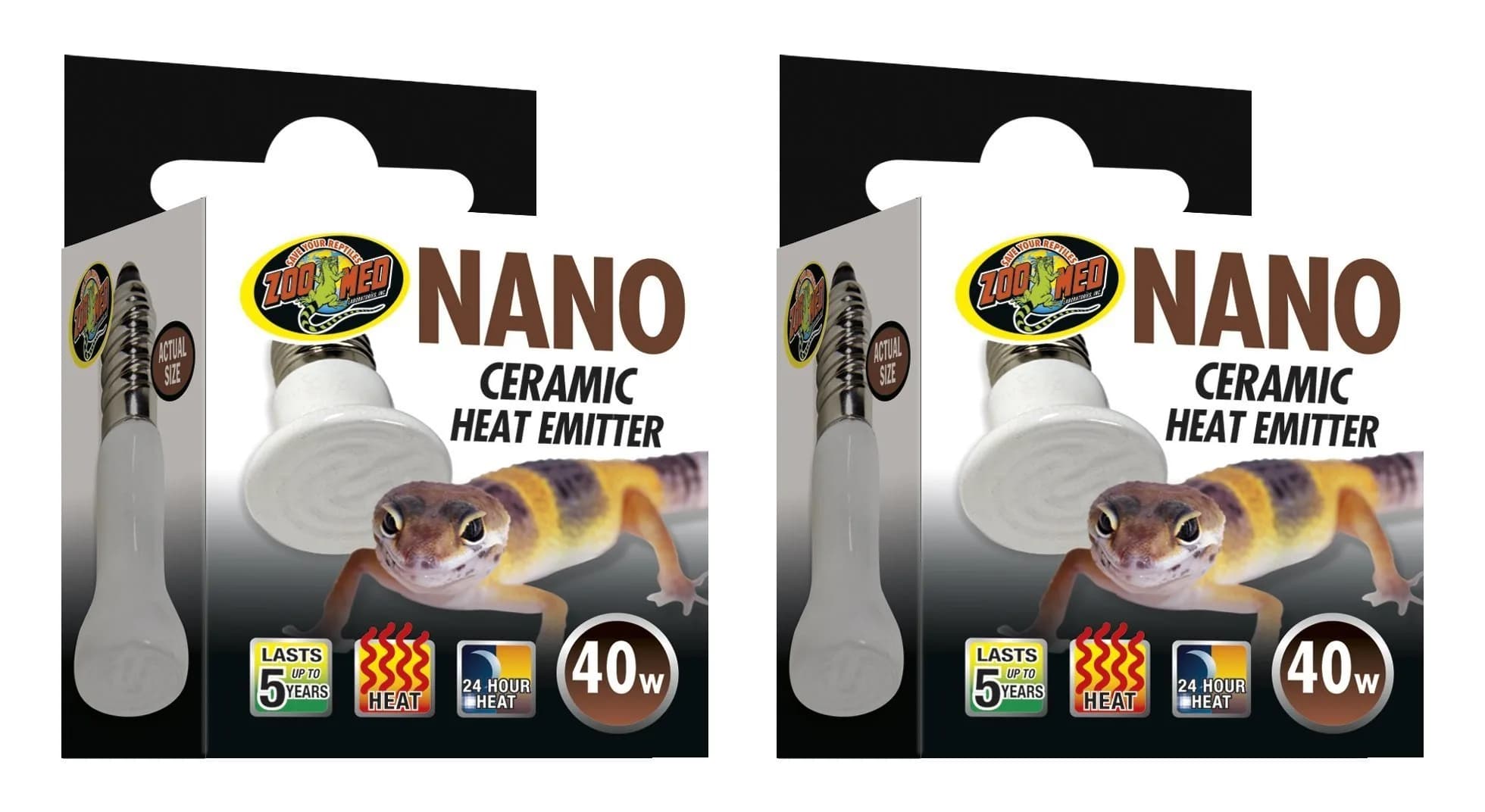 Zoo Med Labs 40W Nano Ceramic Heat Emitter 2 Pack | 24-Hour No Light Reptile Heat Source - main product image