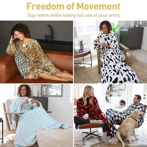 Catalonia Wearable Blanket with Sleeves for Women & Men, Fleece Wrap Throw | Oversize 73" x 51" | Cozy & Stylish thumbnail 7
