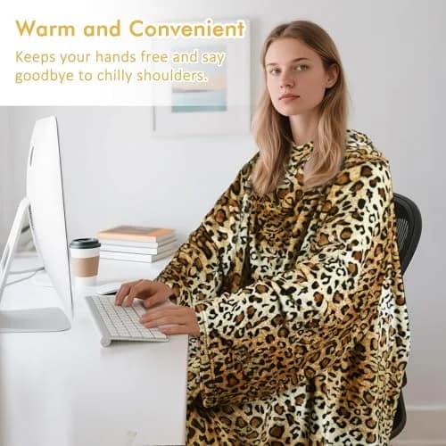 Catalonia Wearable Blanket with Sleeves for Women & Men, Fleece Wrap Throw | Oversize 73" x 51" | Cozy & Stylish thumbnail 3