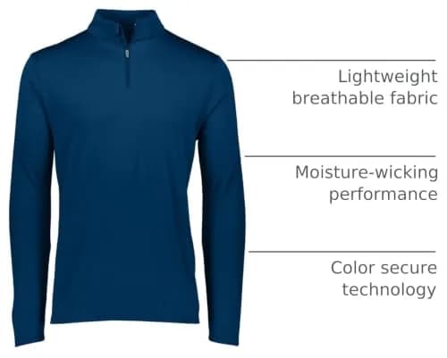 Augusta Sportswear Men's Attain Light Weight Wicking Knit 1/4 Zip Pullover Navy L | Moisture-Wicking Athletic Performance thumbnail 4