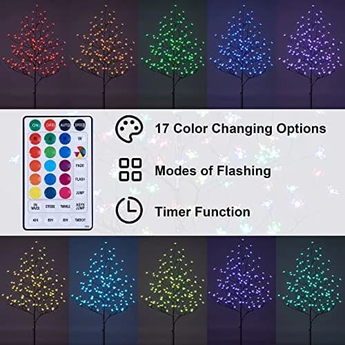 LIGHTSHARE 5 ft Cherry Blossom Tree RGB with Remote Control | 128 LED Lights thumbnail 2