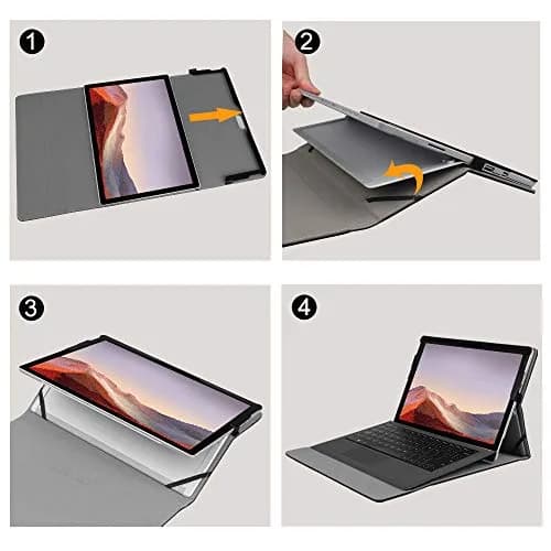 Fintie Case for 12.3 Inch Microsoft Surface Pro 7+/7/6/5/4/3 Tablet with Built-in Kickstand & Stylus Holder | Modern Black thumbnail 5
