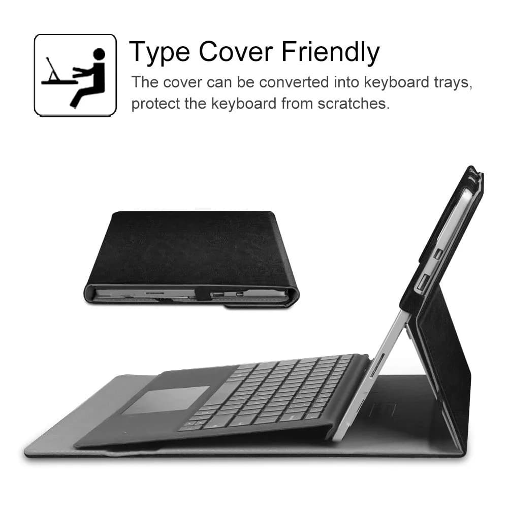 Fintie Case for 12.3 Inch Microsoft Surface Pro 7+/7/6/5/4/3 Tablet with Built-in Kickstand & Stylus Holder | Modern Black - view 4