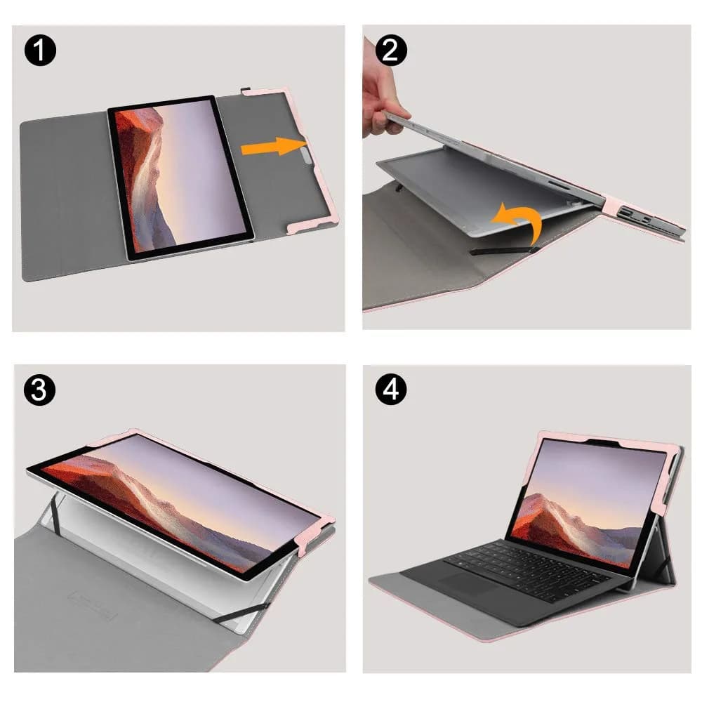 Fintie Case for Microsoft Surface Pro 7+/7/6/5/4/3 Tablet 12.3 Inch (Rose Gold) | Multi-Angle Viewing Portfolio Business Cover - view 6