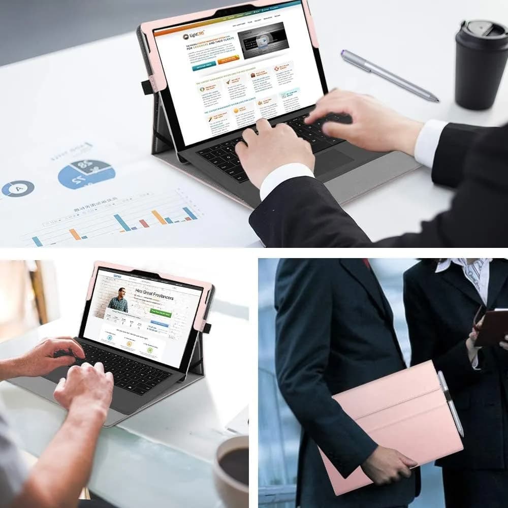 Fintie Case for Microsoft Surface Pro 7+/7/6/5/4/3 Tablet 12.3 Inch (Rose Gold) | Multi-Angle Viewing Portfolio Business Cover - view 7