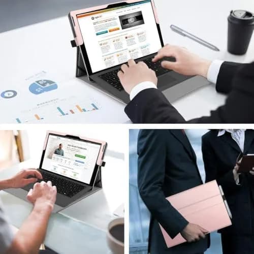 Fintie Case for Microsoft Surface Pro 7+/7/6/5/4/3 Tablet 12.3 Inch (Rose Gold) | Multi-Angle Viewing Portfolio Business Cover thumbnail 7