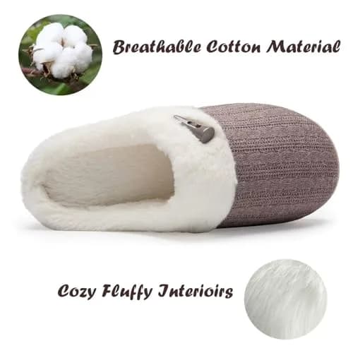 NineCiFun Women's Slip on Fuzzy Slippers Size 7-8 | Memory Foam Indoor Outdoor Plush thumbnail 4