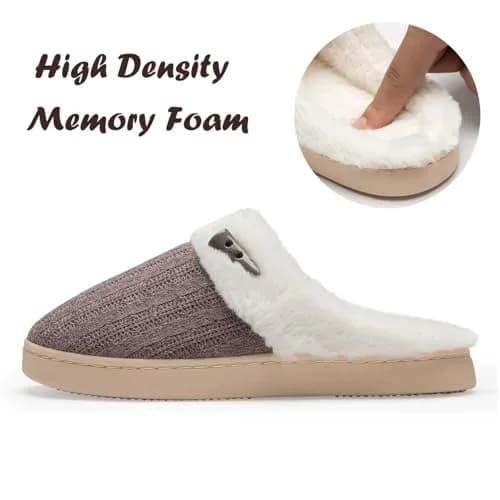 NineCiFun Women's Slip on Fuzzy Slippers Size 7-8 | Memory Foam Indoor Outdoor Plush thumbnail 5