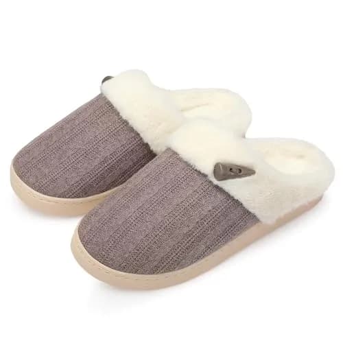 NineCiFun Women's Slip on Fuzzy Slippers Size 7-8 | Memory Foam Indoor Outdoor Plush thumbnail 8