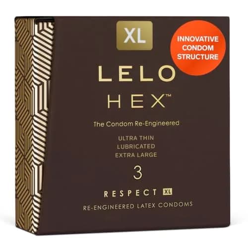 LELO HEX Respect XL Condoms 58mm (2.28 inches) | Thin, Strong, Lubricated, 3-Pack thumbnail 1