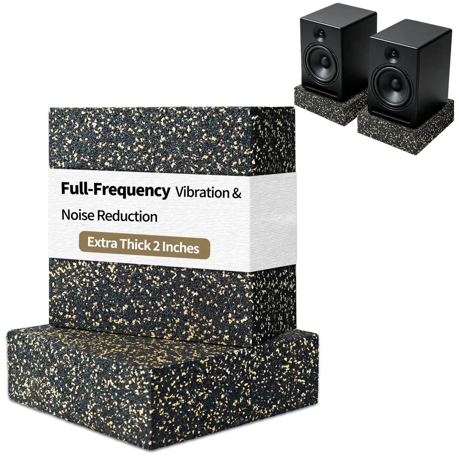 BXI Thick Subwoofer Isolation Pad 6 x 6 x 2 Inch (2 Pcs, 2.7 kg Total) | Full Frequency Dampening Blocks for Studio Monitors & Turntables - main product image