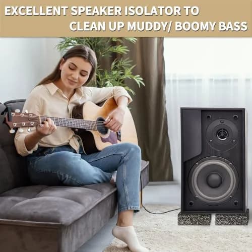 BXI Thick Subwoofer Isolation Pad 6 x 6 x 2 Inch (2 Pcs, 2.7 kg Total) | Full Frequency Dampening Blocks for Studio Monitors & Turntables thumbnail 4