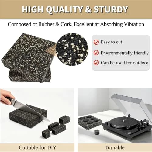 BXI Thick Subwoofer Isolation Pad 6 x 6 x 2 Inch (2 Pcs, 2.7 kg Total) | Full Frequency Dampening Blocks for Studio Monitors & Turntables thumbnail 5