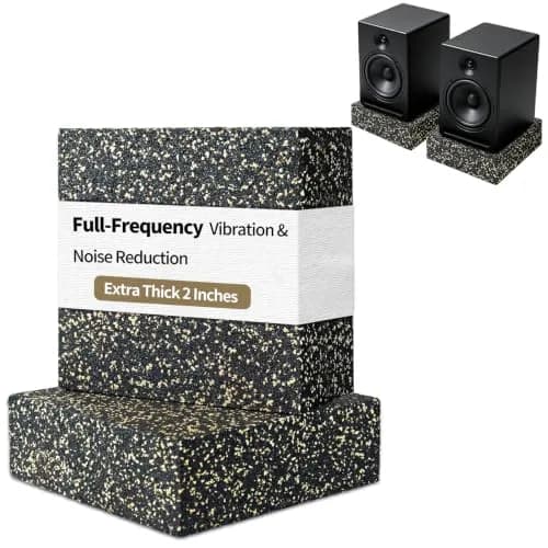 BXI Thick Subwoofer Isolation Pad 6 x 6 x 2 Inch (2 Pcs, 2.7 kg Total) | Full Frequency Dampening Blocks for Studio Monitors & Turntables thumbnail 1