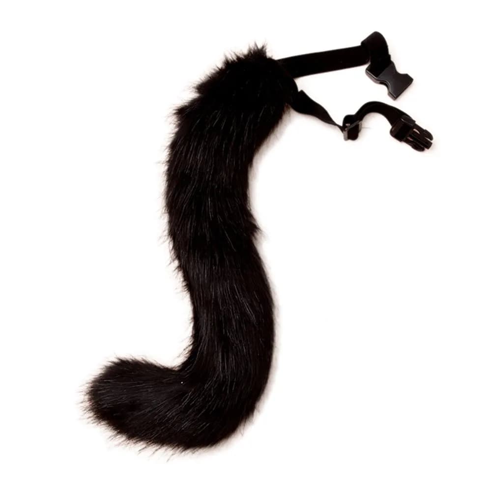 JUNBOON Faux Fur Fox Tail Costume Accessory 50cm (19.7") | Bendable Wire for Cosplay & Halloween — Black