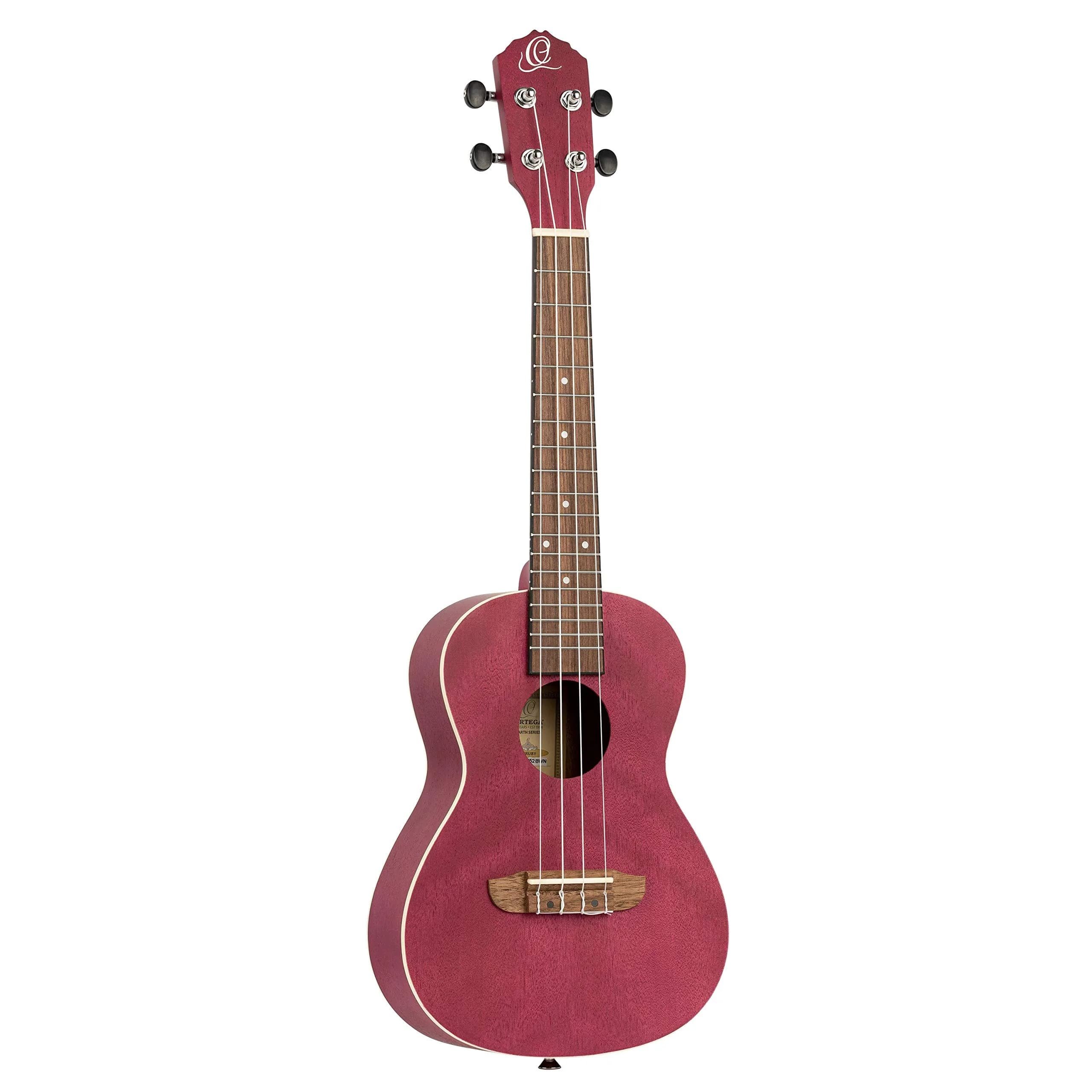 Ortega Guitars Concert Ukulele Earth Series Ruby Raspberry | 4-String Acoustic with Open Pore Finish