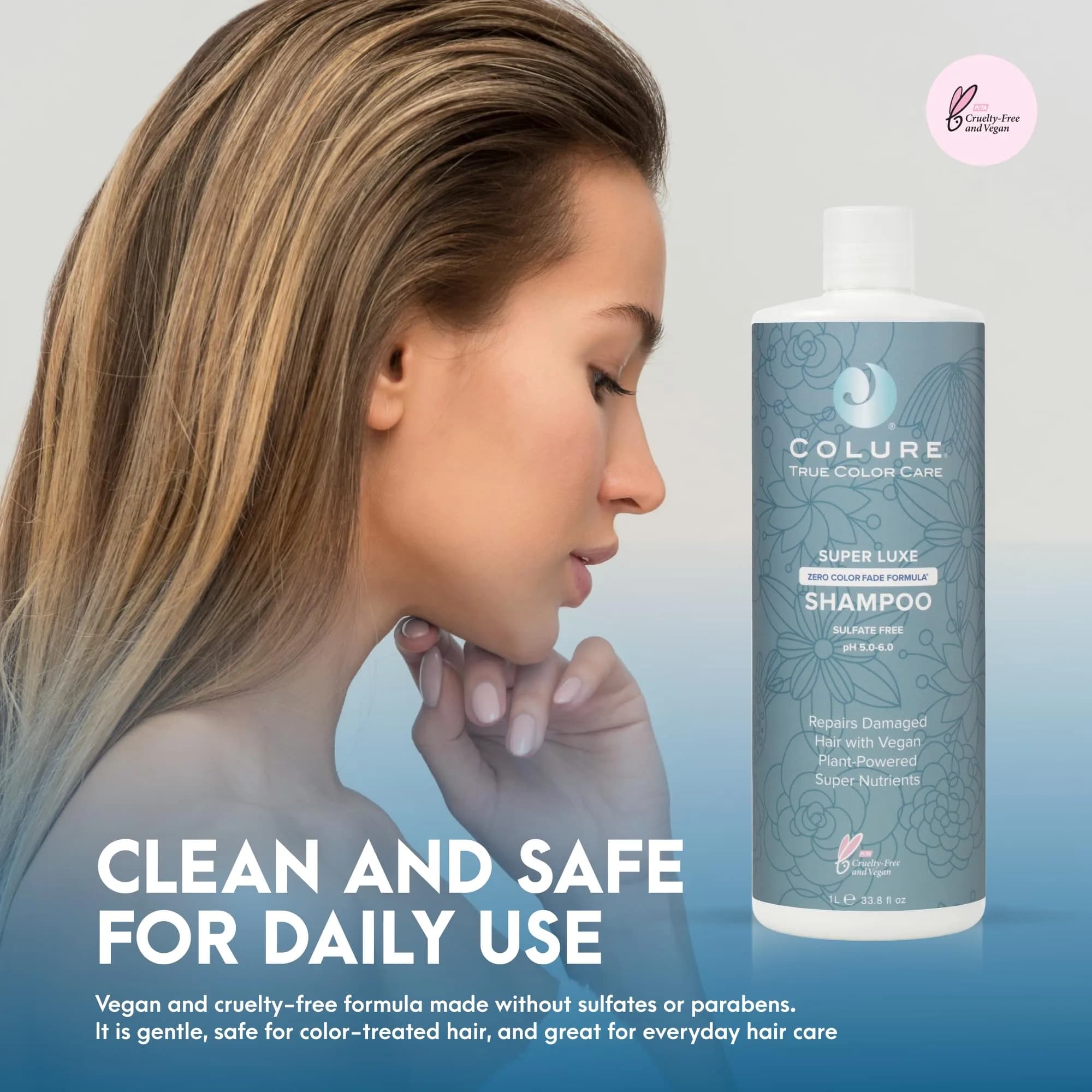 COLURE Super Luxe Shampoo 1000ml (33.8 Fl Oz) | Ultra Moisturizing Sulfate Free Cleanser for Thick Coarse Curly Hair Anti Frizz - view 5