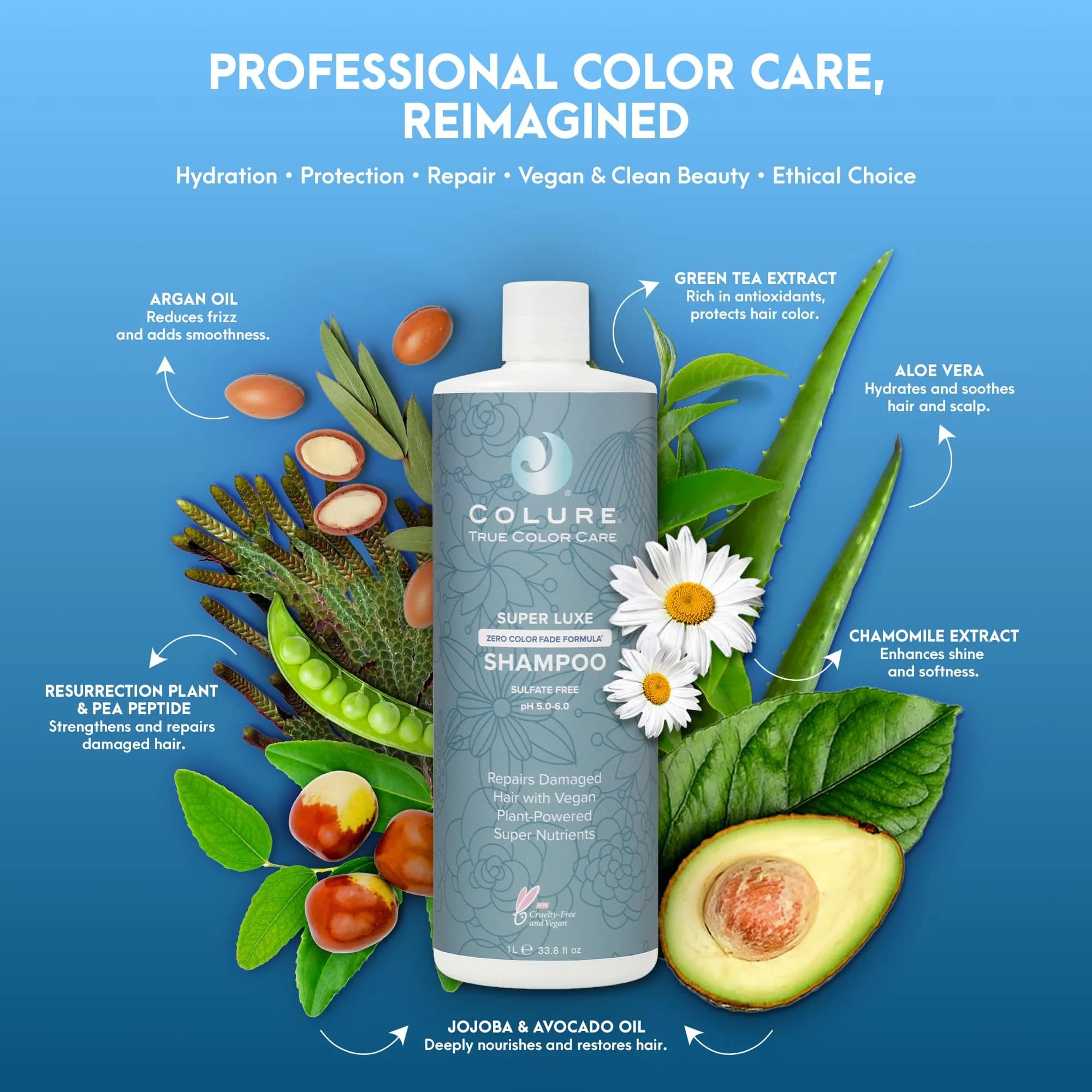 COLURE Super Luxe Shampoo 1000ml (33.8 Fl Oz) | Ultra Moisturizing Sulfate Free Cleanser for Thick Coarse Curly Hair Anti Frizz - view 9