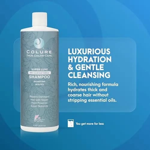 COLURE Super Luxe Shampoo 1000ml (33.8 Fl Oz) | Ultra Moisturizing Sulfate Free Cleanser for Thick Coarse Curly Hair Anti Frizz thumbnail 2