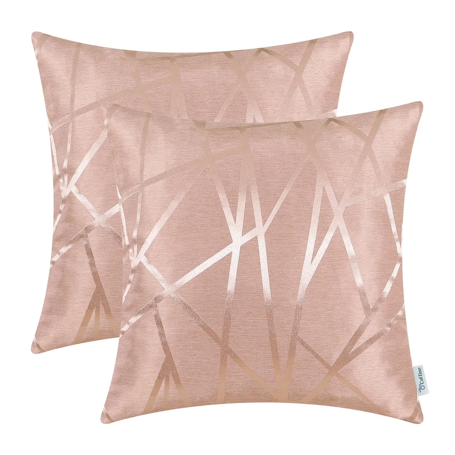 CaliTime Decorative Couch Throw Pillow Covers 18 x 18 Inches Dusty Pink | Soft Faux Suede, Hidden Zipper, Set of 2