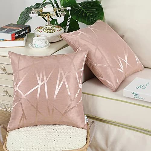 CaliTime Decorative Couch Throw Pillow Covers 18 x 18 Inches Dusty Pink | Soft Faux Suede, Hidden Zipper, Set of 2 thumbnail 4