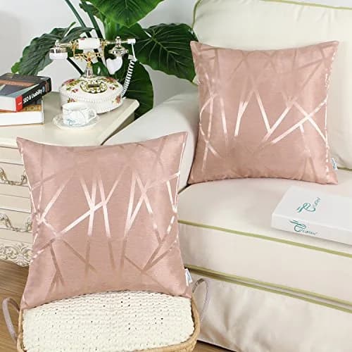 CaliTime Decorative Couch Throw Pillow Covers 18 x 18 Inches Dusty Pink | Soft Faux Suede, Hidden Zipper, Set of 2 thumbnail 2