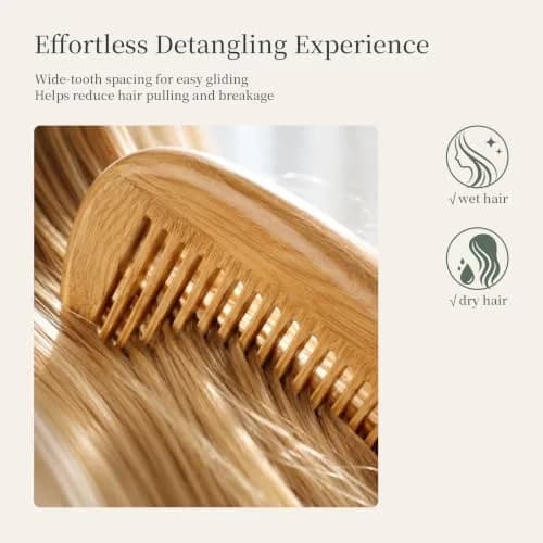 Onedor Handmade 100% Natural Green Sandalwood Hair Comb | Anti-Static & Detangler (7 Inch) thumbnail 5