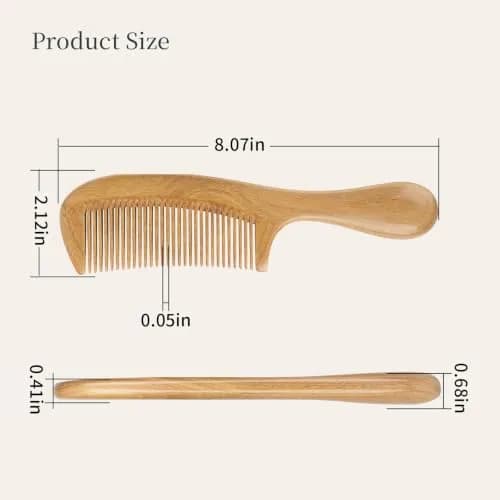 Onedor Handmade 100% Natural Green Sandalwood Hair Comb | Anti-Static & Detangler (7 Inch) thumbnail 6