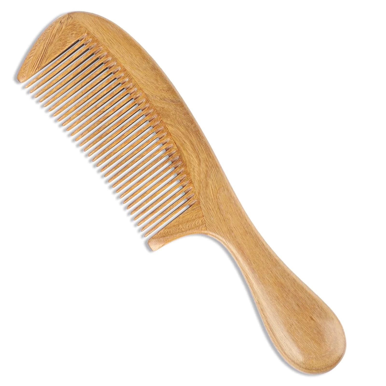 Onedor Handmade 100% Natural Green Sandalwood Hair Comb | Anti-Static & Detangler (7 Inch)