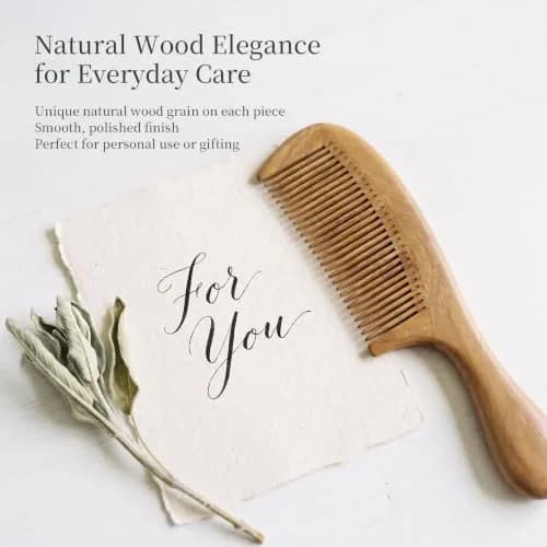 Onedor Handmade 100% Natural Green Sandalwood Hair Comb | Anti-Static & Detangler (7 Inch) thumbnail 4