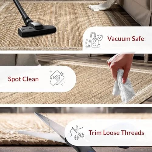 nuLOOM Rikki Off White Bordered Power Loomed Area Rug, 5' x 8' | Coastal Style with Eco-Friendly Jute thumbnail 4