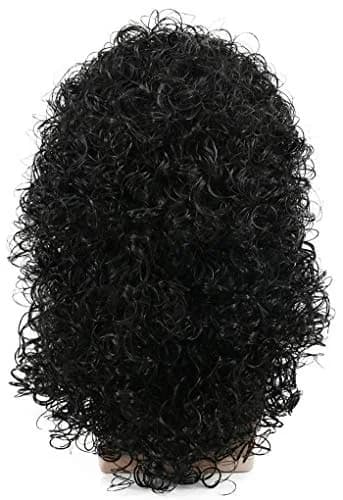 karlery 70s 80s Mens Long Curly Black Wig Afro Punk Rocker Halloween thumbnail 4