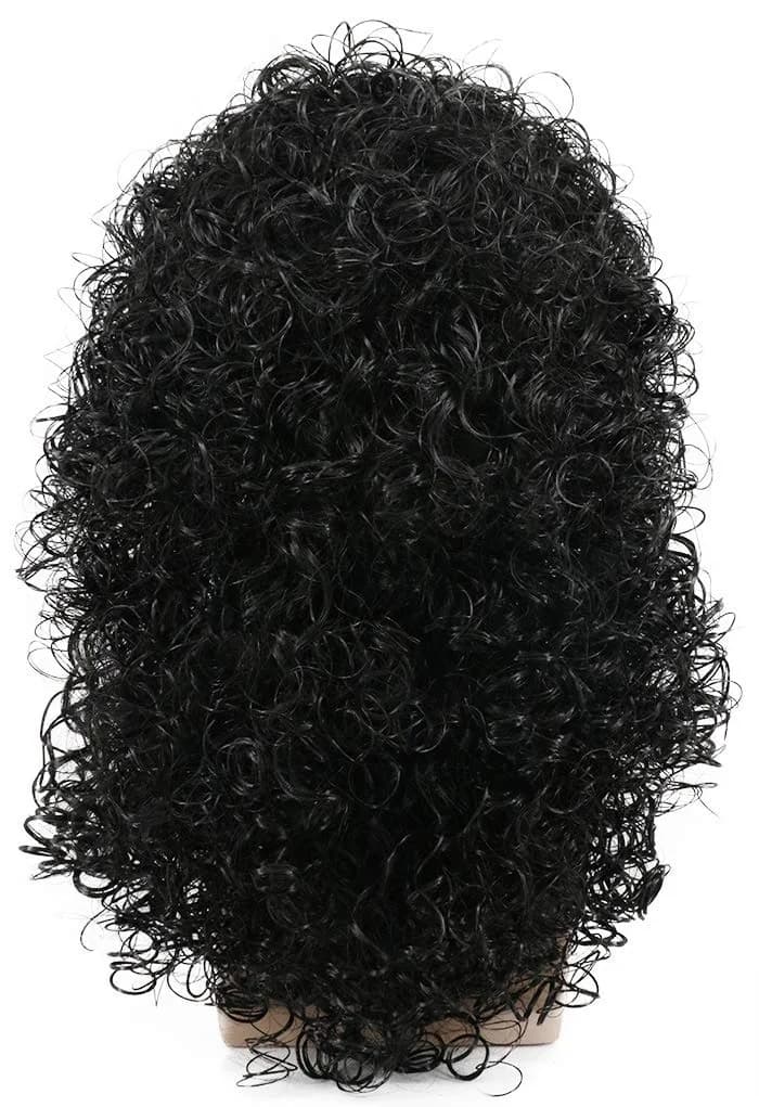 karlery 70s 80s Mens Long Curly Black Wig Afro Punk Rocker Halloween - view 4