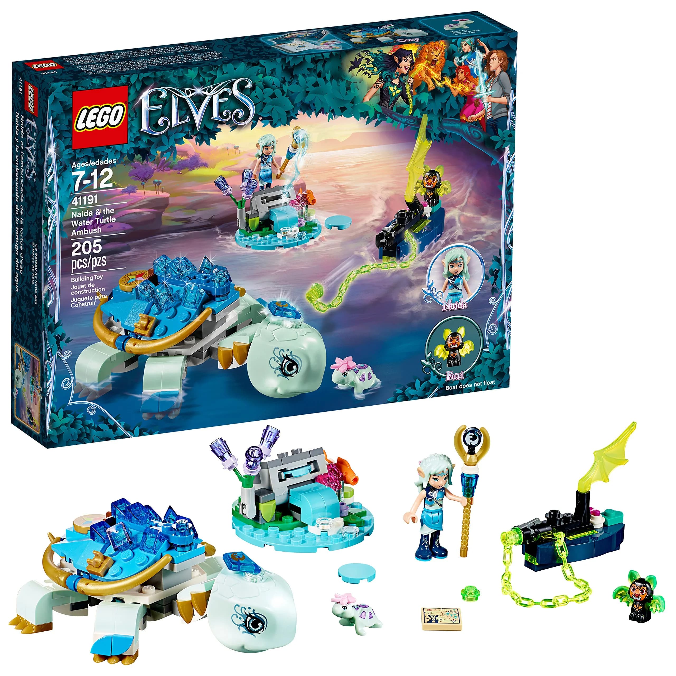 LEGO Elves Naida & the Water Turtle Ambush 41191 Building Kit (205 Pieces) | Fantasy Water Turtle Playset for Kids 7-12