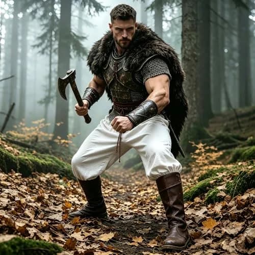 WISHU Men's Medieval Renaissance Pirate Pants White | Loose, Cotton Blend, Renaissance Costume (M) thumbnail 5