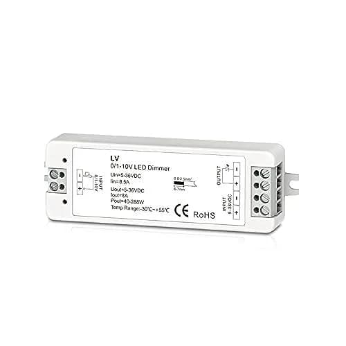 Nutbro 0-10V LED Dimmer Driver 8A 288W 5-36VDC | Flickerless PWM Dimming for Single Color LED Lamps thumbnail 1